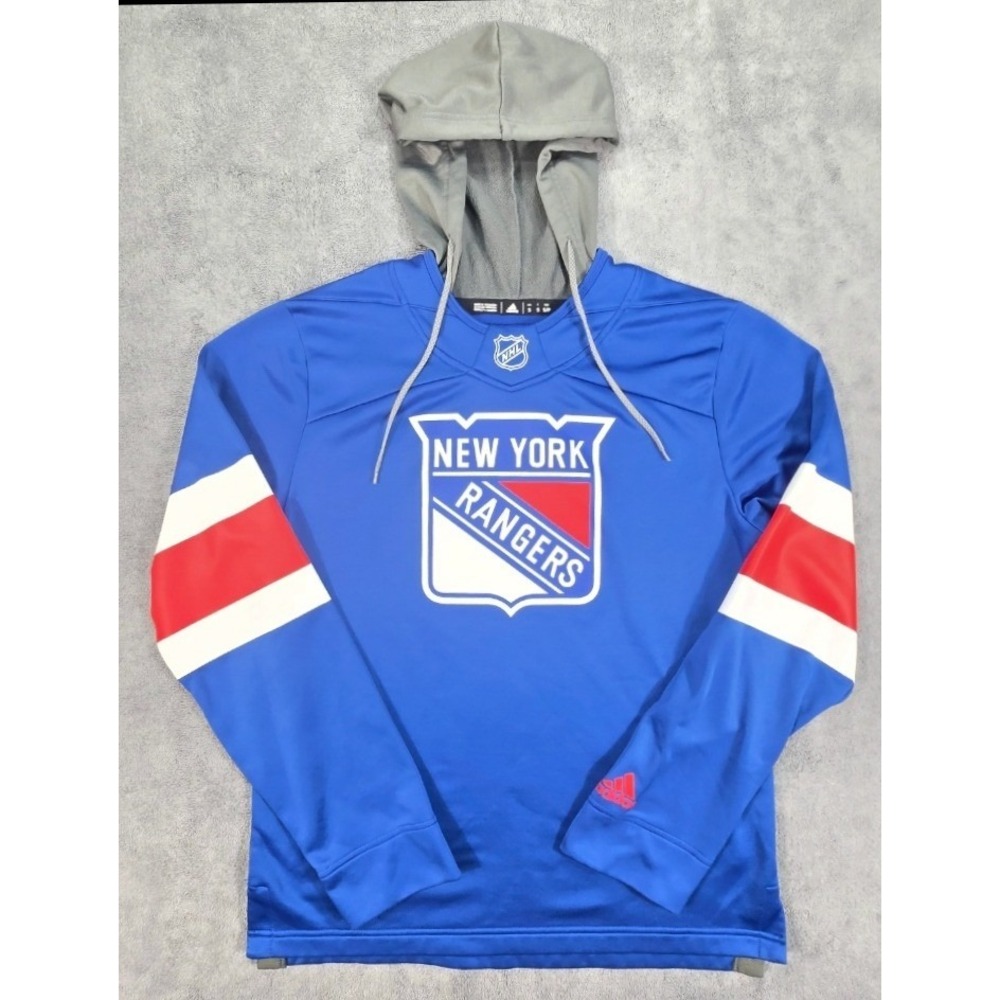 Adidas NHL New York Rangers Hoodie Men's Small Blue Gray Climawarm Pullover Top